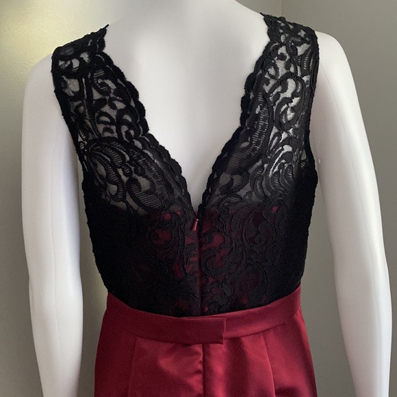 After Six Burgundy + Black Bridesmaid Dress Size 8 - Picture 5 of 7